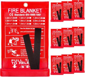 10 Pack Fire Blanket Emergency for Home Kitchen, 39 x 39 Large Emergency Fire Suppression Blankets Fiberglass Flame Retardant Protection for Home Kitchen Car Office Warehouse Camping Safety