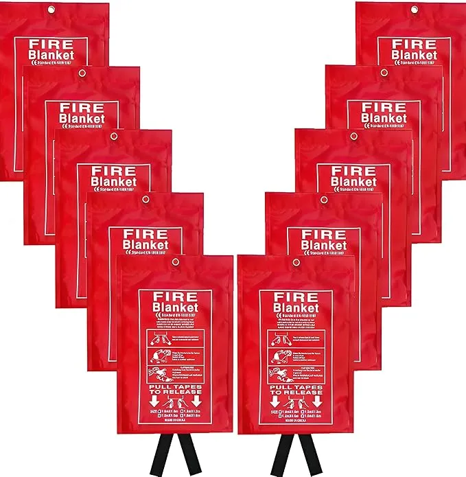 10 Pack Fire Blanket Fiberglass Fire Emergency Blanket Flame Retardant Fire Suppression Blanket Fireproof Emergency Survival Safety Cover for Kitchen Home Car Office Warehouse Camping, 40 x 40 Inch