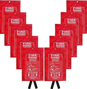 10 Pack Fire Blanket Fiberglass Fire Emergency Blanket Flame Retardant Fire Suppression Blanket Fireproof Emergency Survival Safety Cover for Kitchen Home Car Office Warehouse Camping, 40 x 40 Inch