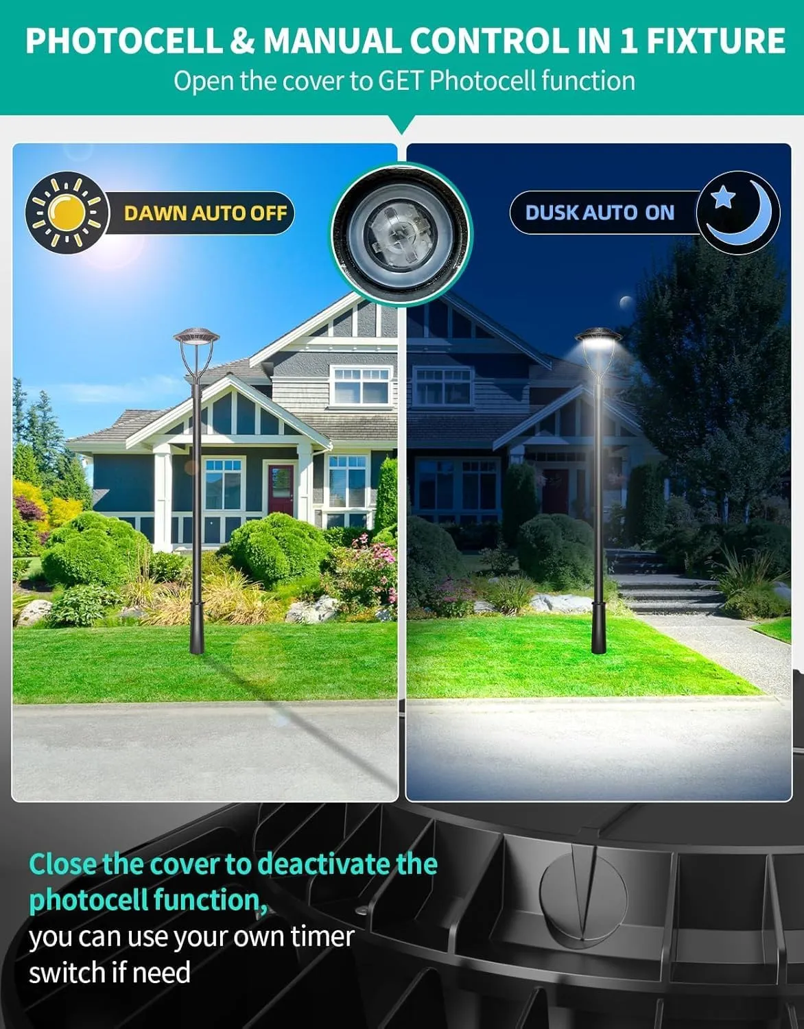10 Pack LED Post Top Light ETL DLC Listed 150W 120W 90W Adjustable Outdoor Pole Lights with Photocell IP65 Waterproof Post LED Fixture 5000K for Garden Yard Street Lighting
