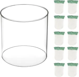 10 Pcs Propane Lantern Mantles with Glass Globe Replacement – Compatible with Coleman Fueled Lanterns – Fits Models 290, 220, 228, 235, 252, 206, 290A, 295, 2600-A50, 2600-A50C, 2600-A57, 3000000946