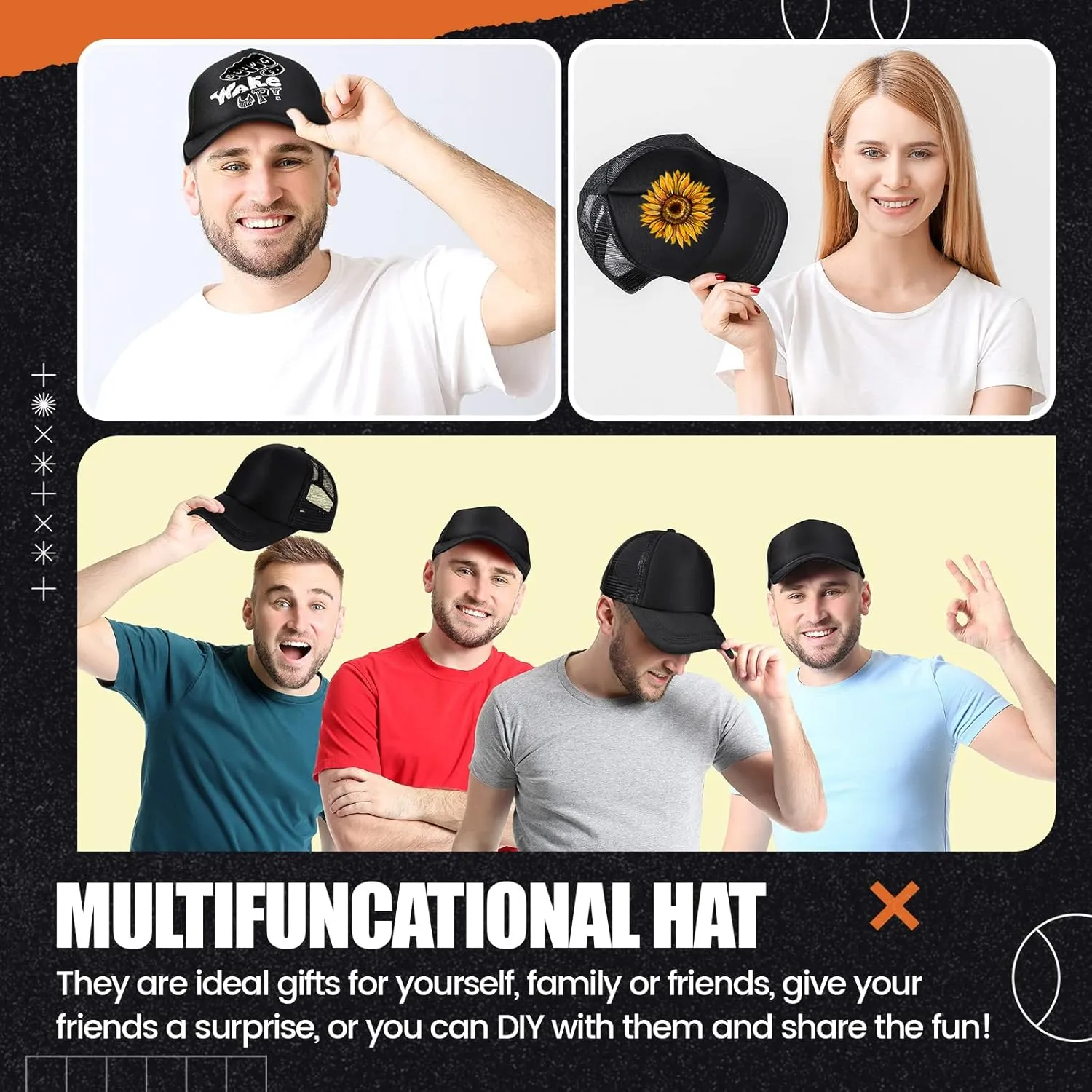 10 Pcs Sublimation Blank Trucker Hats Bulk Mesh Baseball Cap Polyester Mesh Trucker Hat for Men and Women