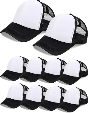 10 Pcs Sublimation Blank Trucker Hats Bulk Mesh Baseball Cap Polyester Mesh Trucker Hat for Men and Women