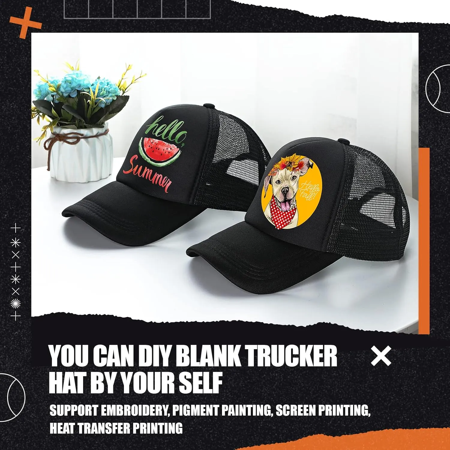 10 Pcs Sublimation Blank Trucker Hats Bulk Mesh Baseball Cap Polyester Mesh Trucker Hat for Men and Women