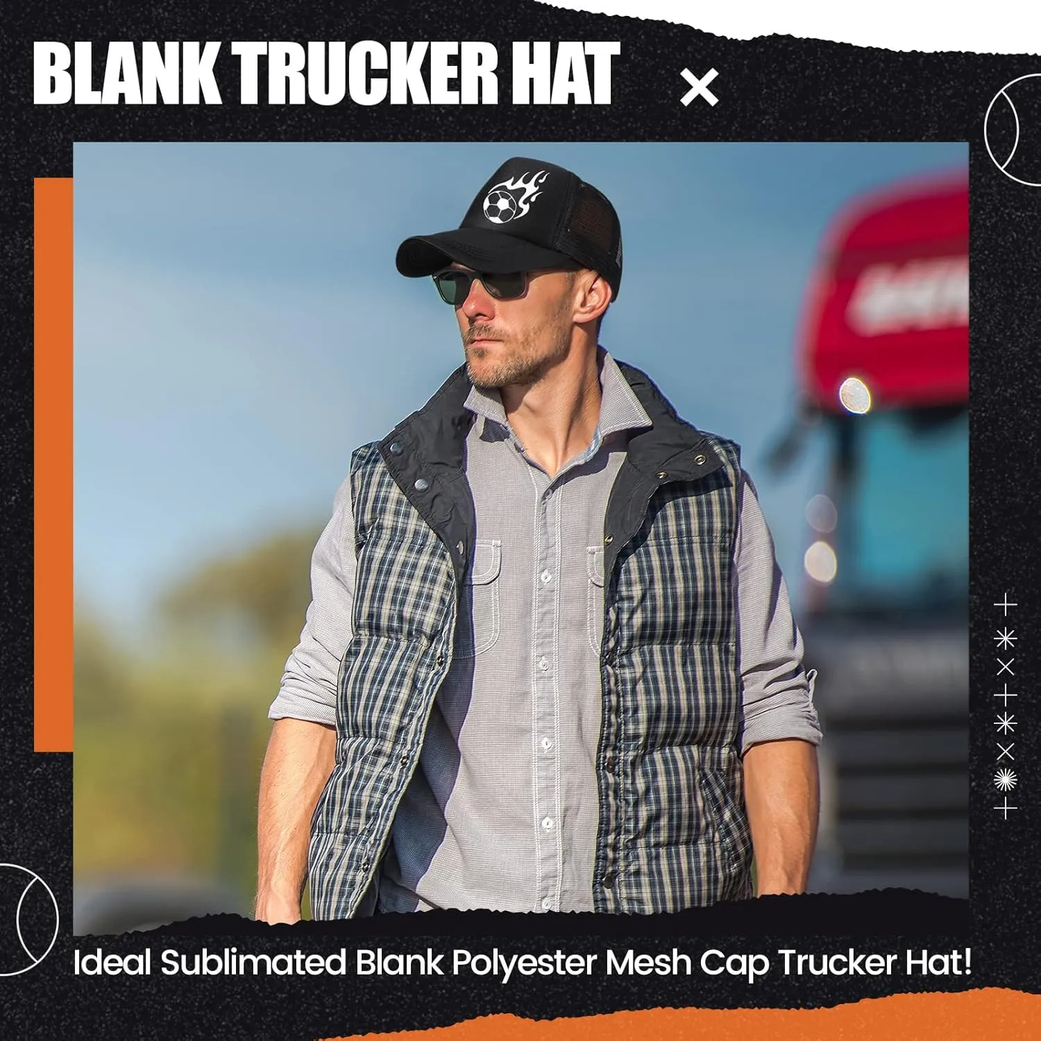 10 Pcs Sublimation Blank Trucker Hats Bulk Mesh Baseball Cap Polyester Mesh Trucker Hat for Men and Women