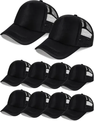 10 Pcs Sublimation Blank Trucker Hats Bulk Mesh Baseball Cap Polyester Mesh Trucker Hat for Men and Women