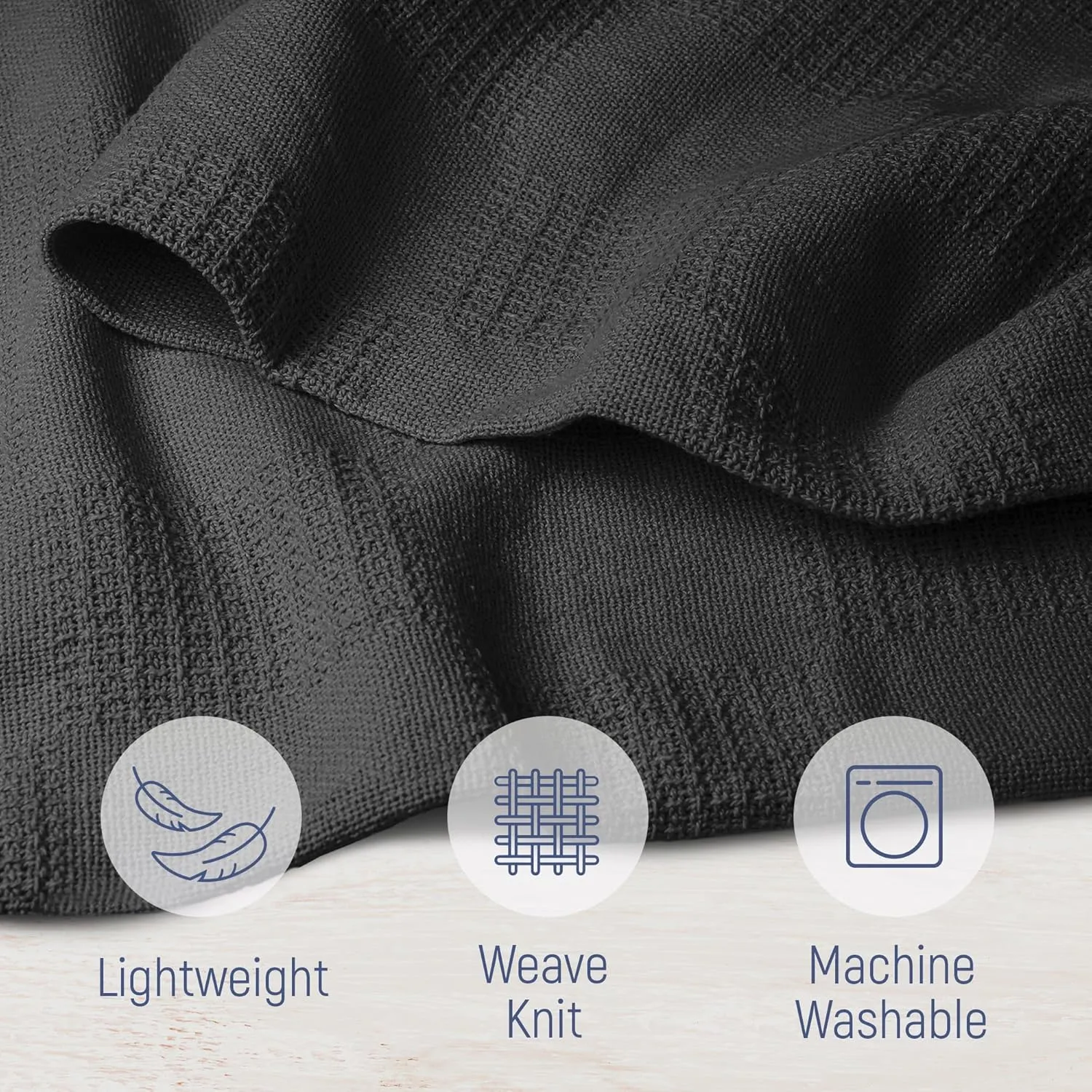 100% Cotton Blanket Twin Size 108x90 - Lightweight Breathable Waffle Weave Thermal Throw for Bed, Sofa & Couch - Soft Cozy, Durable Summer Bedding, All Season Comfort for Home, Travel & Camping, Grey