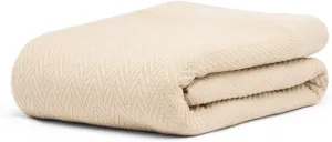 100% Cotton Herringbone Weave Blankets, 66"X90" Twin, Throw Blanket for Bed, All Season Cotton Blanket, Cozy Blanket,Throws & Bed Blanket, Throw Blanket for Couch, Modern Home Decor - Beige