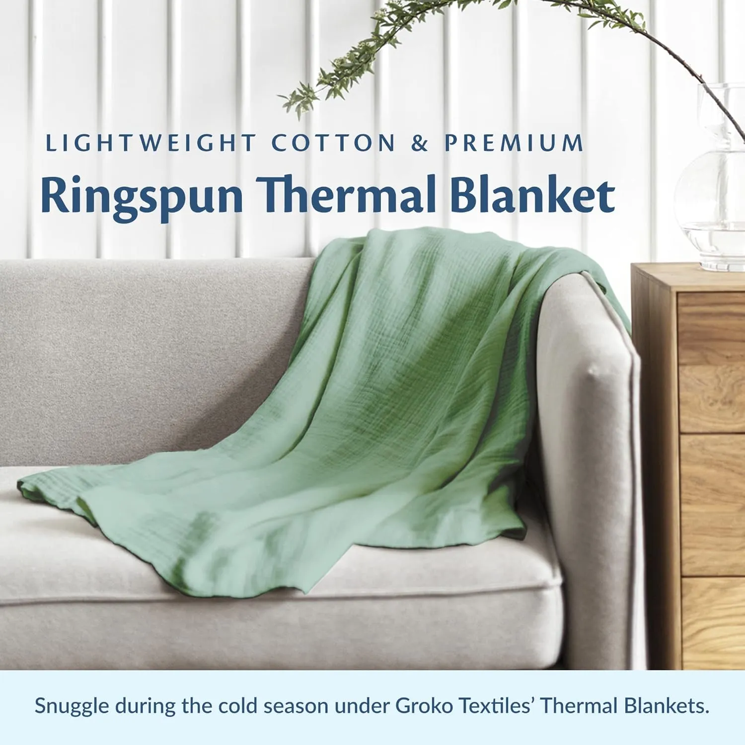 100% Soft Premium Ringspun Cotton Thermal Blanket Twin Size 66x96 Lightweight Warm Soft Breathable Blanket (White, 1)