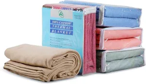 100% Soft Premium Ringspun Cotton Thermal Blanket Twin Size 66x96 Lightweight Warm Soft Breathable Blanket (White, 1)