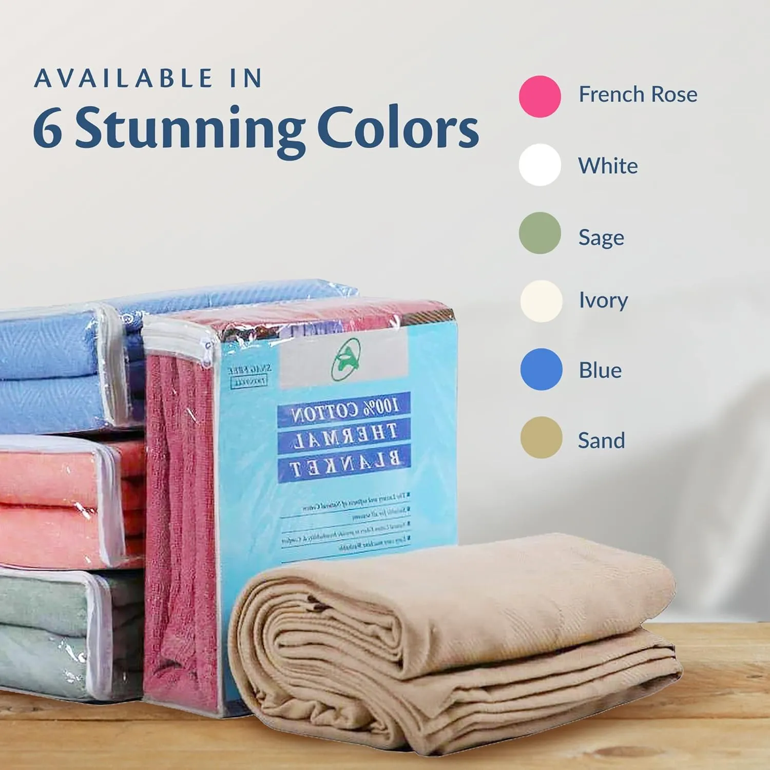 100% Soft Premium Ringspun Cotton Thermal Blanket Twin Size 66x96 Lightweight Warm Soft Breathable Blanket (White, 1)