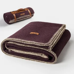 100% Wool Blanket, 62" x 86", Warm, Thick, Washable, Military Wool Blanket, Great for Camping, Outdoors, Sporting Events, Survival Kits，Plum