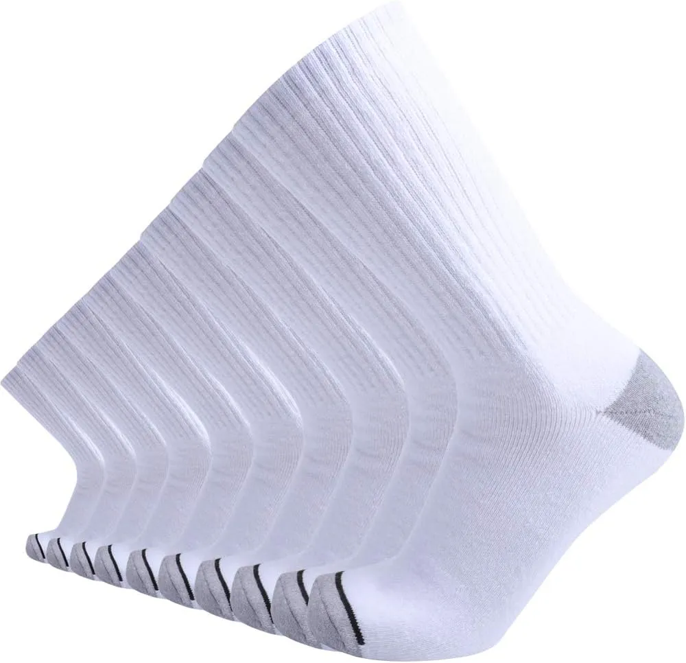 10P Pack Men's Cotton Performance Duty Work Socks,Athletic Crew Anti Sweat Blisters Cushion Socks