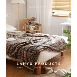 150x200cm Autumn and Winter Flannel Blanket Leopard Print Blanket Tiger Pattern Sofa Cover Bed Cover Blanket Warm Casual Blanket
