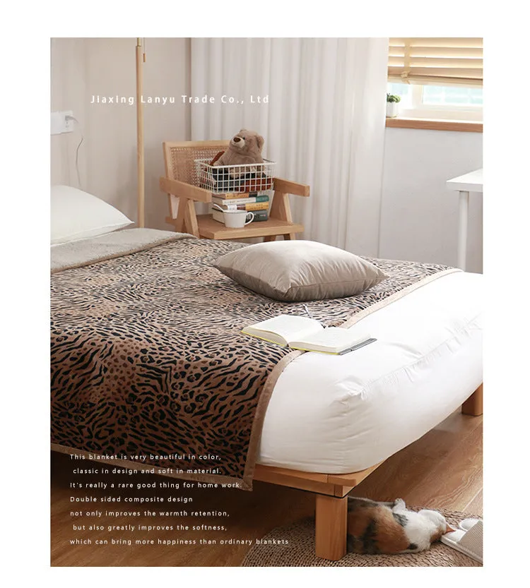 150x200cm Autumn and Winter Flannel Blanket Leopard Print Blanket Tiger Pattern Sofa Cover Bed Cover Blanket Warm Casual Blanket