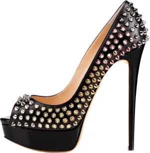 16CM/6.30IN Women's Elegant Temperament Rivet Decoration Pumps Stiletto Sexy High Heels Slip On Stiletto Court Shoes Ladies Sexy Pole Dancer Stripper Party