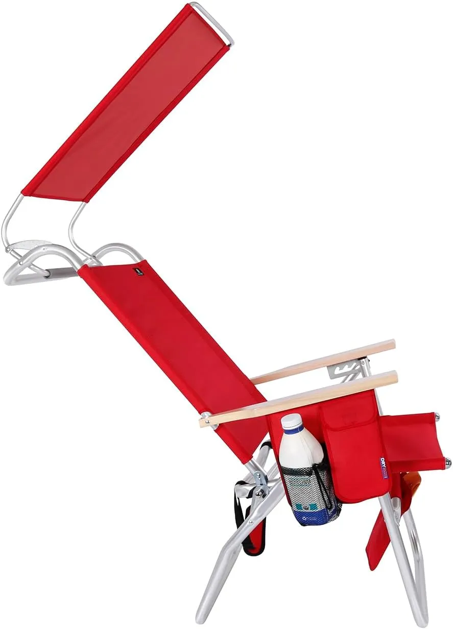 17 Inches High Seat Big Tycoon Aluminum Beach Chair with Canopy