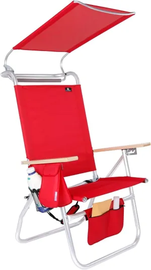 17 Inches High Seat Big Tycoon Aluminum Beach Chair with Canopy