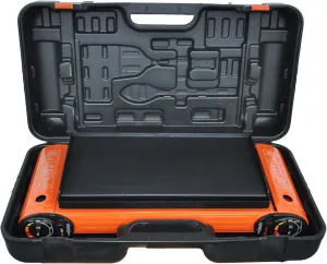 2-Burner Butane Camping Stove - Portable Camping Grill with Carrying Case for BBQ, Picnic, RV and Outdoor Cooking
