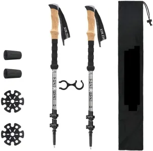 2 Pack Carbon Fiber Trekking Poles – Collapsible and Telescopic Hiking Sticks with Natural Cork Handles, EVA Grips, Shock Absorber, Lightweight and Adjustable for Backpacking, Camping, Walking