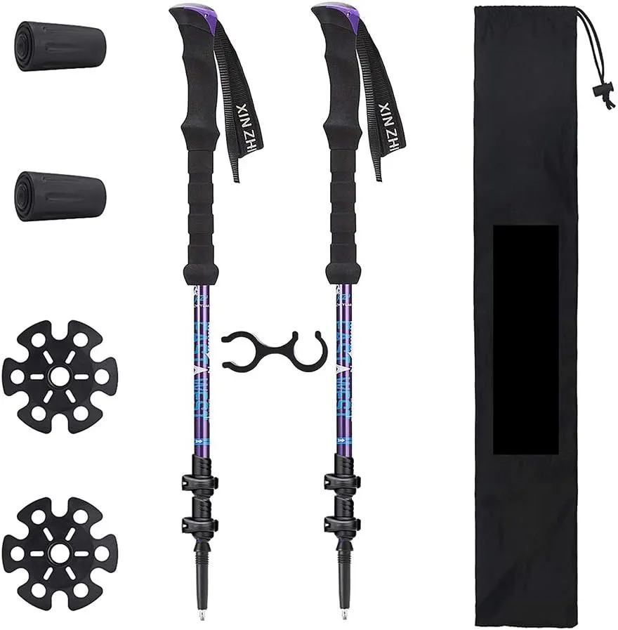 2 Pack Carbon Fiber Trekking Poles – Collapsible and Telescopic Walking Sticks with Natural Cork Handle and Extended EVA Grips, Ultralight Hiking Poles for Backpacking,Camping (C)