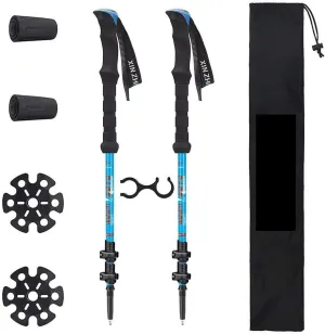 2 Pack Carbon Fiber Trekking Poles – Collapsible Hiking Sticks with Natural Cork Handles, EVA Grips, Ultralight and Adjustable for Backpacking, Camping, and Walking