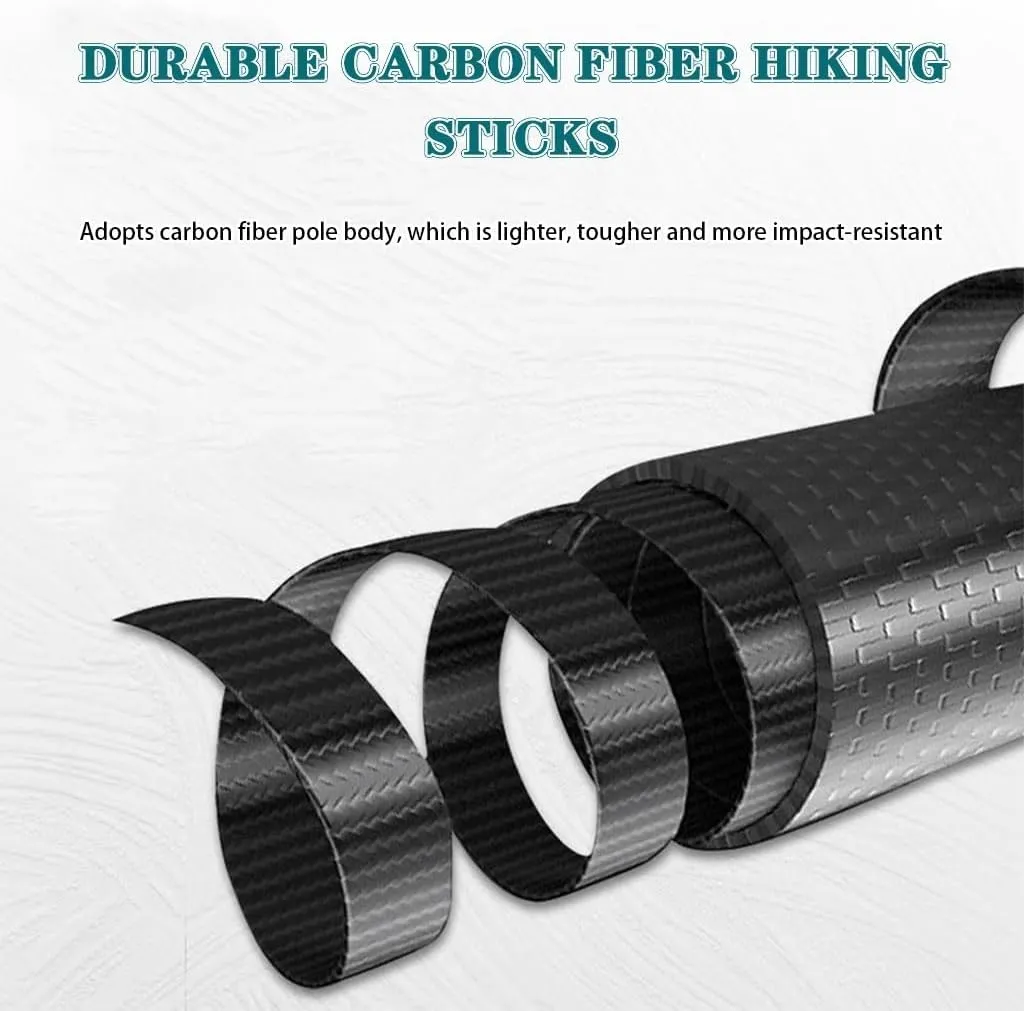 2-Pack Carbon Fiber Trekking Poles, Retractable Adjustable Nordic Walking Sticks, with Adjustable Wrist Strap, for Men and Women