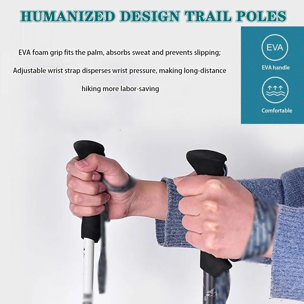 2-Pack Carbon Fiber Trekking Poles, Retractable Adjustable Nordic Walking Sticks, with Adjustable Wrist Strap, for Men and Women