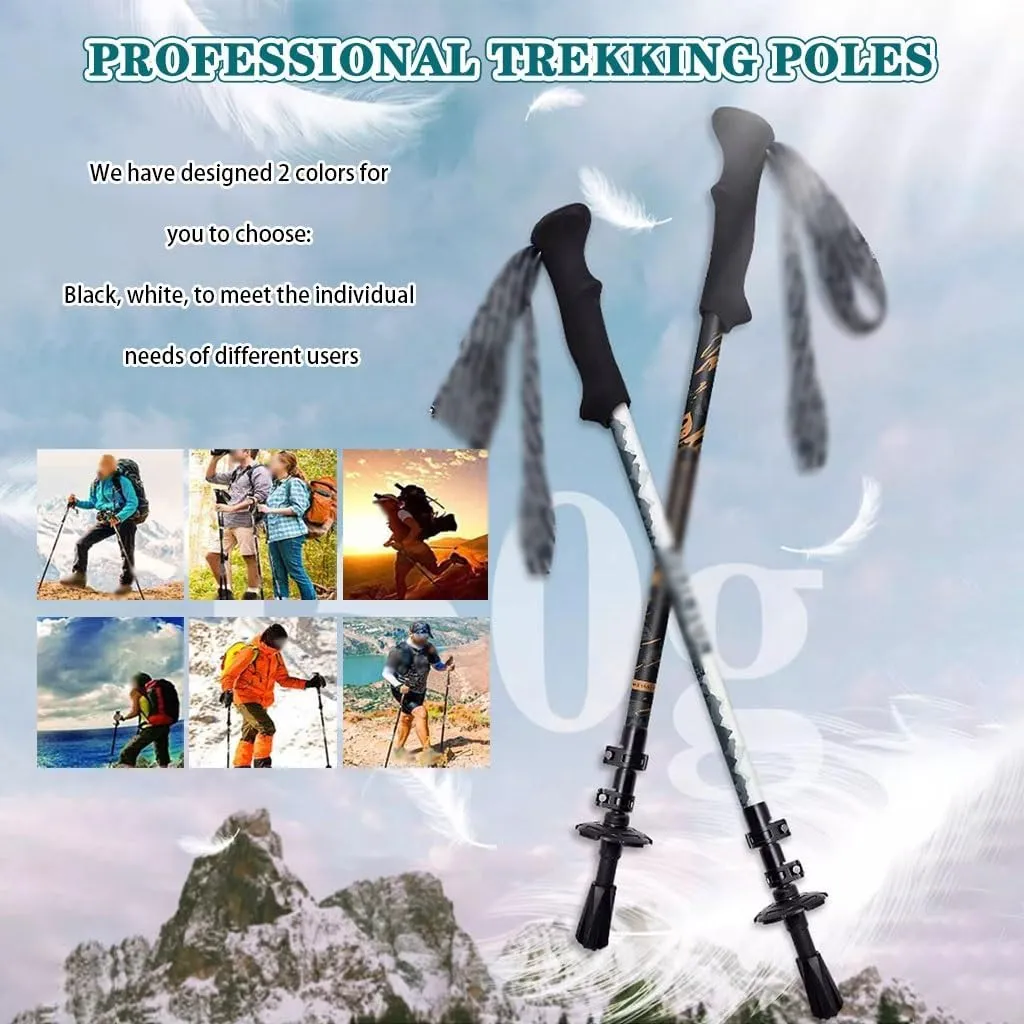 2-Pack Carbon Fiber Trekking Poles, Retractable Adjustable Nordic Walking Sticks, with Adjustable Wrist Strap, for Men and Women