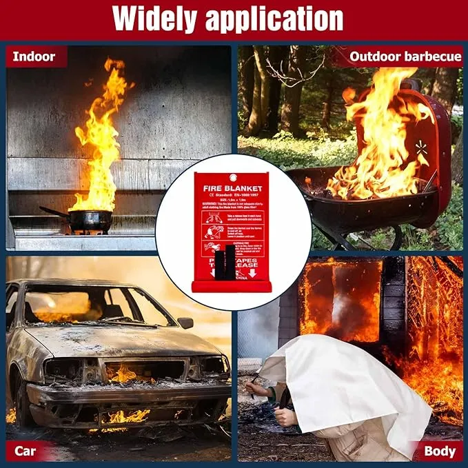 2 Pack Fire Blanket, 40” x 40” Fire Blankets Emergency for Home and Kitchen, Heat Insulation Designed & Flame Retardant Protection Blanket