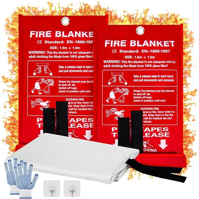 2 Pack Fire Blanket, 40” x 40” Fire Blankets Emergency for Home and Kitchen, Heat Insulation Designed & Flame Retardant Protection Blanket