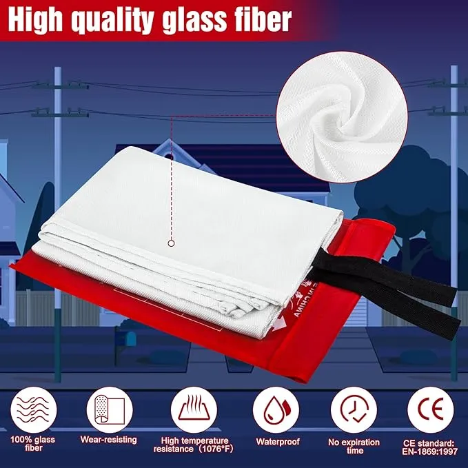 2 Pack Fire Blanket, 40” x 40” Fire Blankets Emergency for Home and Kitchen, Heat Insulation Designed & Flame Retardant Protection Blanket