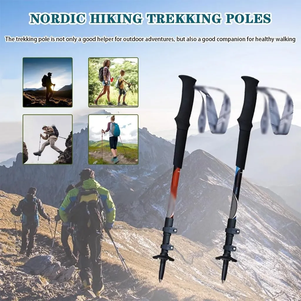 2-Pack Outdoor Nordic Walking Sticks, Ultra-Light Carbon Fiber Trekking Poles, Travel Gear for Men and Women, Hiking Poles for Rocky Terrain