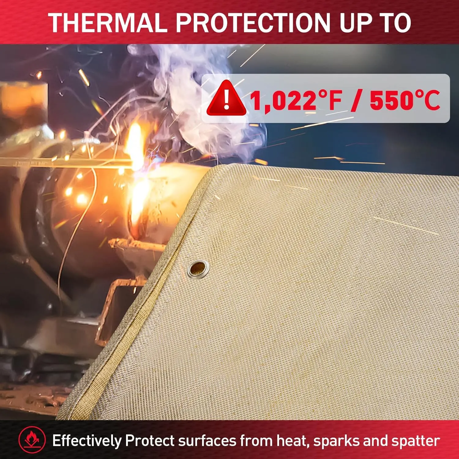 2 Pack Welding Blanket 4x6 ft - Heavy Duty Fiberglass Heat Resistant Fabric, 1022 °F Fire Resistant Blankets, High Temp Insulation Blanket for Industrial, Smoker, Camping, Grill
