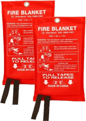 2 Pcs Emergency Fire Blankets for Home and Kitchen - Fire Safety Blanket Heat-Resistant - Fire Cloth for Camping, Outdoor, Vehicle 40x40 Inches