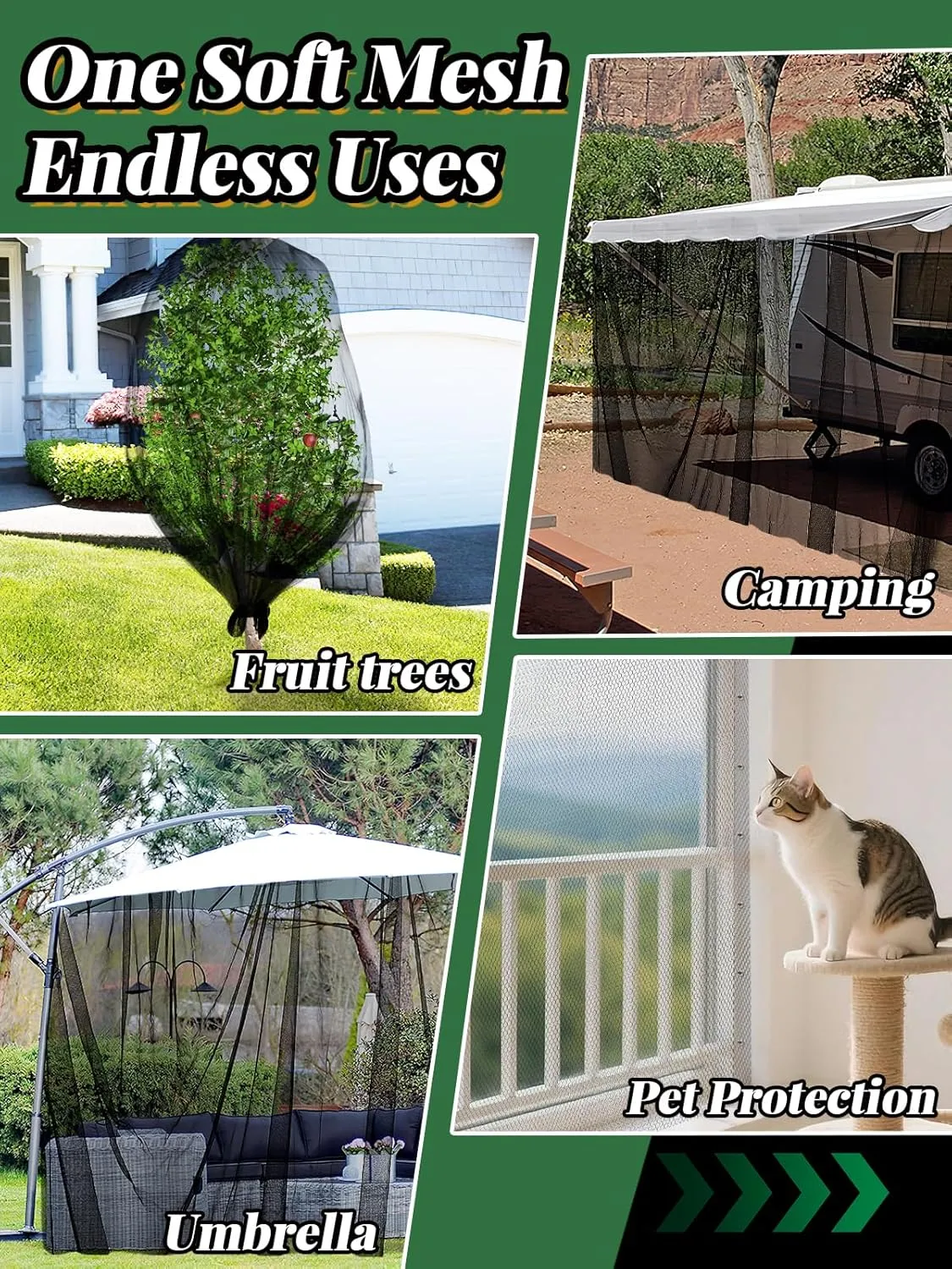 2 Pcs Mosquito Net for Patio - 10Ft x 13Ft for Each Garden Mesh Screen Barrier, Super Dense Patio Netting for Balcony Porch Umbrella Fruit Tree Plants Gazebo Canopy RV Camping, Black