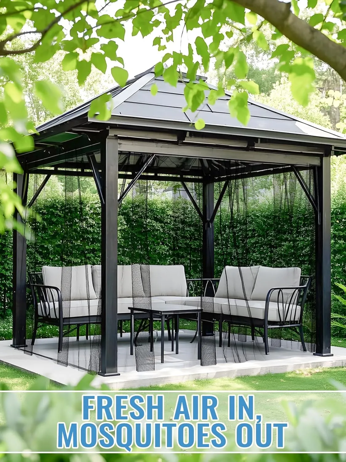 2 Pcs Mosquito Net for Patio - 10Ft x 13Ft for Each Garden Mesh Screen Barrier, Super Dense Patio Netting for Balcony Porch Umbrella Fruit Tree Plants Gazebo Canopy RV Camping, Black