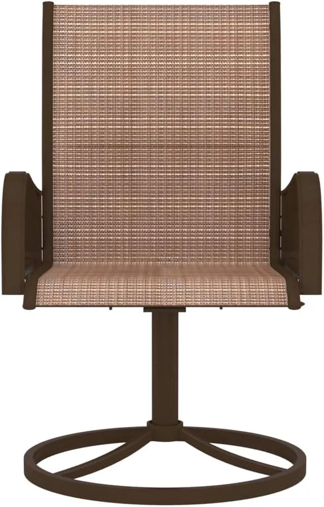 2-Piece Brown Textilene Steel Patio Swivel Chairs with 360-Degree Base, Ergonomic Support for Outdoor Lounge, Poolside, Camping, and Backyard Relaxation