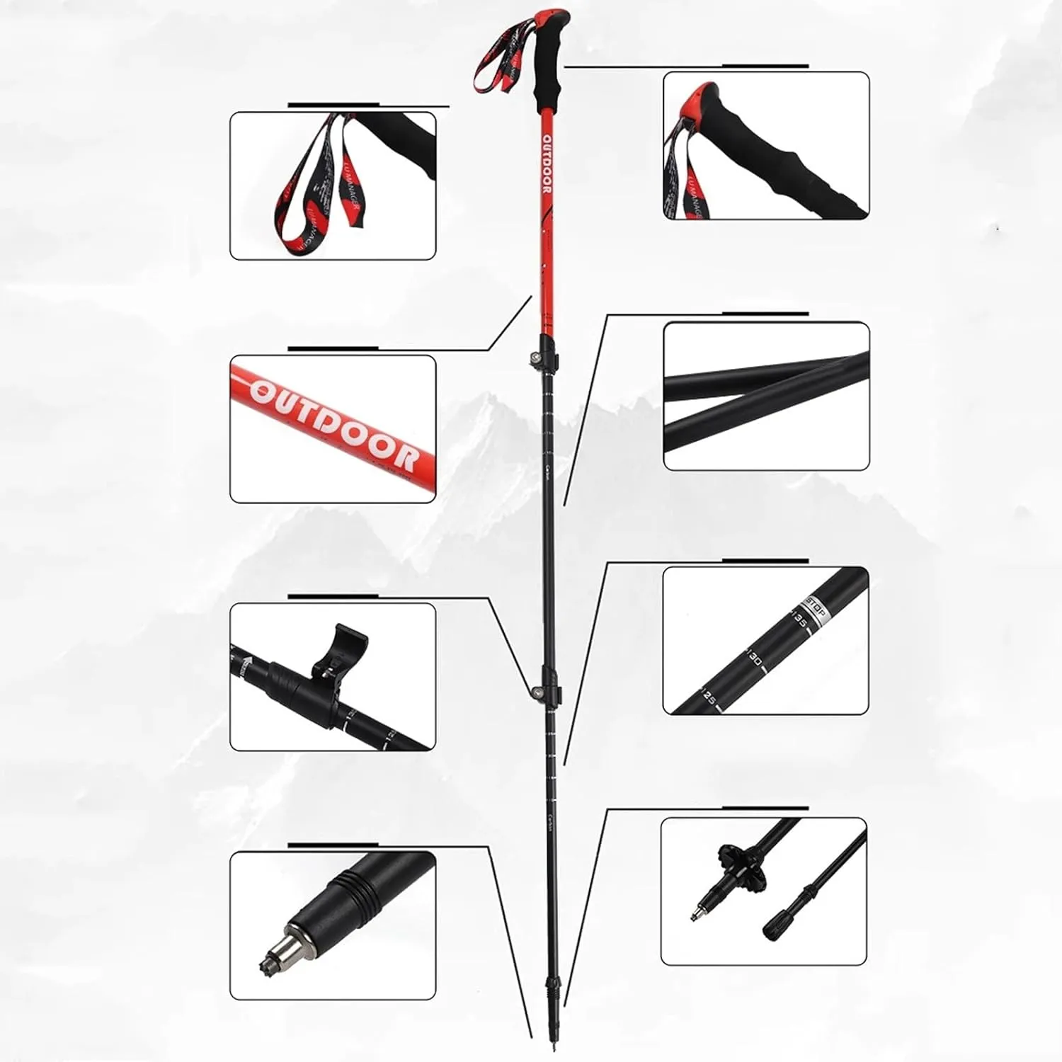 2 - Piece Carbon Fiber Telescopic Hiking Poles, Ultra - Light, Super Strong, and Perfect for Your Next Adventure!