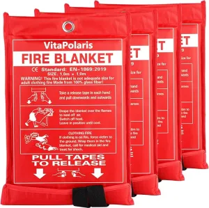 2024 Heavy-Duty Emergency Fire Blanket for Home and Kitchen - 40” x 40” Fiberglass Fire Blanket - Class K Fire Blanket for Home,Kitchen,Grill,Car (4PACK)