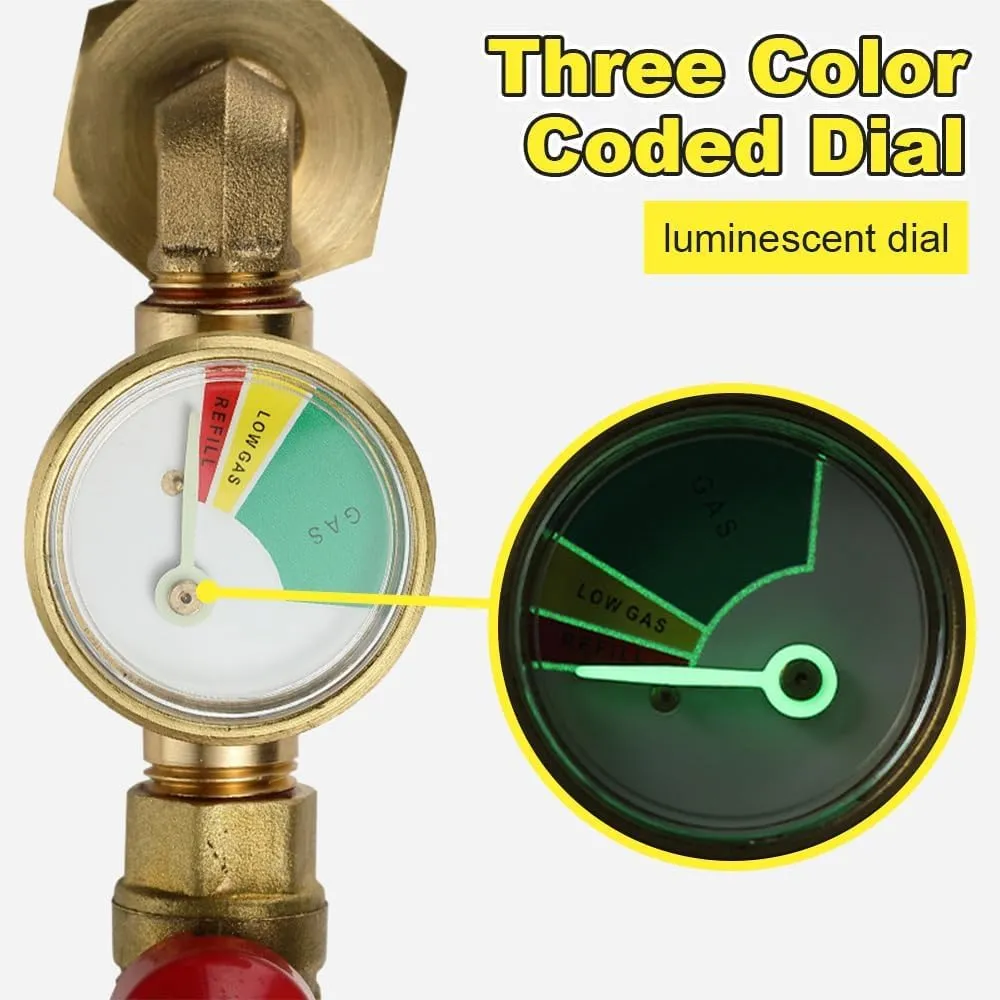 2024 New Propane Refill Elbow Adapter with Tank Gauge, Universal Gas Gauge for 1 lb Tank, BBQ Gas Grill Cylinder RV Camper (2 PCS)
