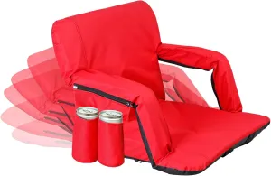 20.5"/25" Wide Stadium Seats for Bleachers Portable Outdoor Floor Chairs with Straps Armrest 6-Reclining Adjustable Back Support Water Resistant Anti-Slip Base