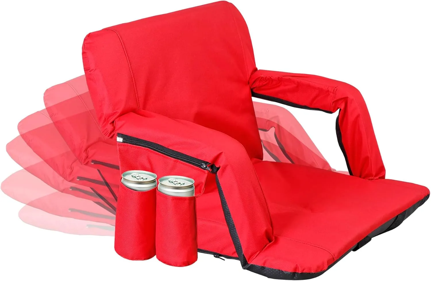 20.5"/25" Wide Stadium Seats for Bleachers Portable Outdoor Floor Chairs with Straps Armrest 6-Reclining Adjustable Back Support Water Resistant Anti-Slip Base