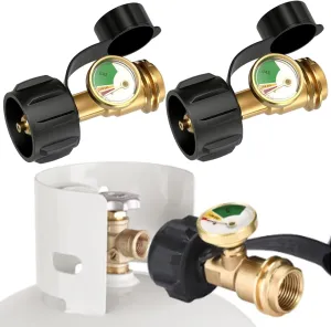 2Pcs Propane Tank Gauge, Brass Leak-Proof Propane Gas Gauge with Luminous Dial, Anti-Corrosion for 5-40 Lb Tank