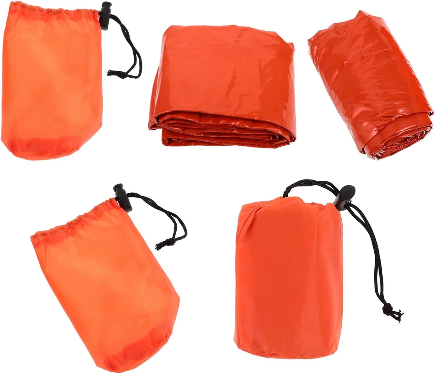 3 Set Portable Thermal Emergency Rainproof Bivy Sack for Camping Hiking Outdoor Survival Adjustable Drawstring Lightweight Compact Design