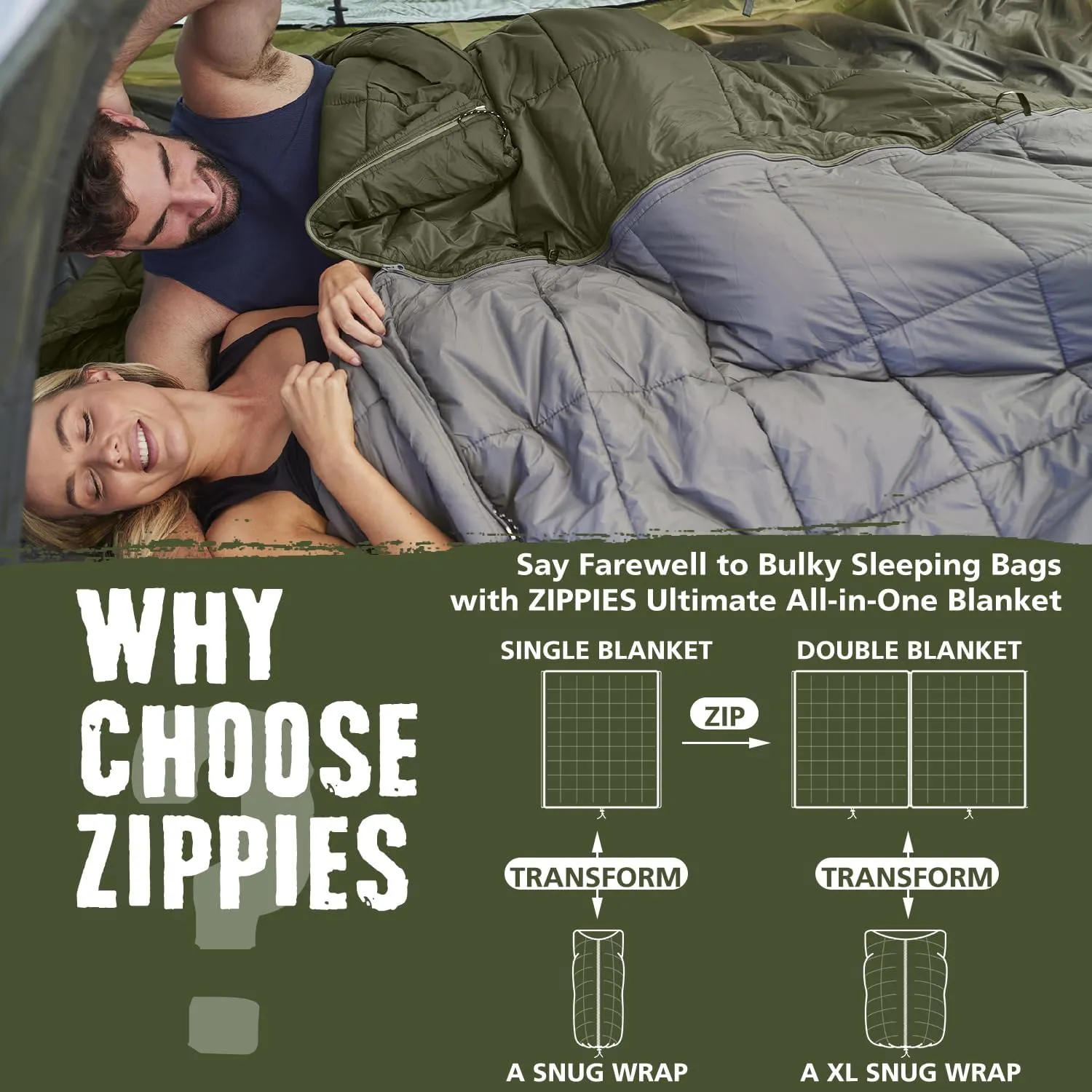 3M Thinsulate Insulation Puffy Camping Blanket for Cold Weather, Queen Size Warm Camping Quilt with Zipper, Waterproof Outdoor Sleeping Bag for Hammock, Cozy & Versatile Gift for Men and Women