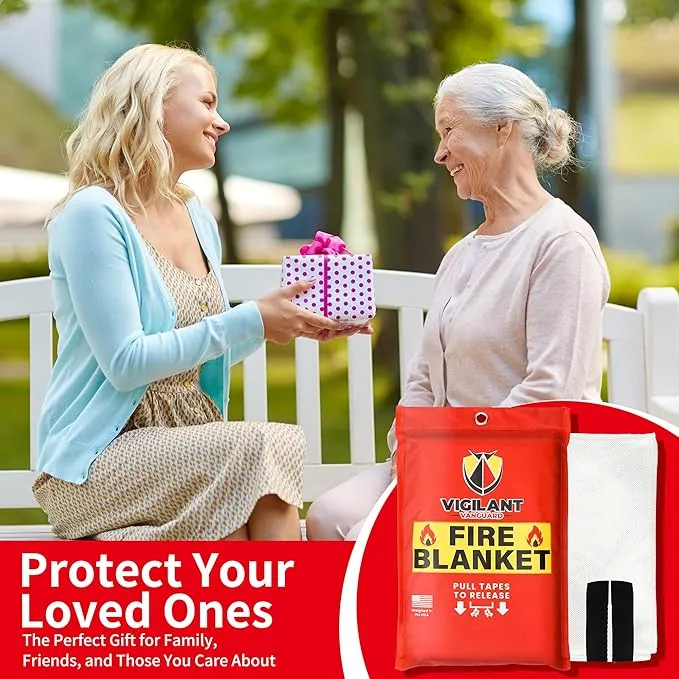 4 x Emergency Fire Blanket for Home and Kitchen (40"x40") with Hooks & Gloves - Reusable Fire Blankets Emergency for Home, Office, Car, Camping, Picnic, School and Warehouse