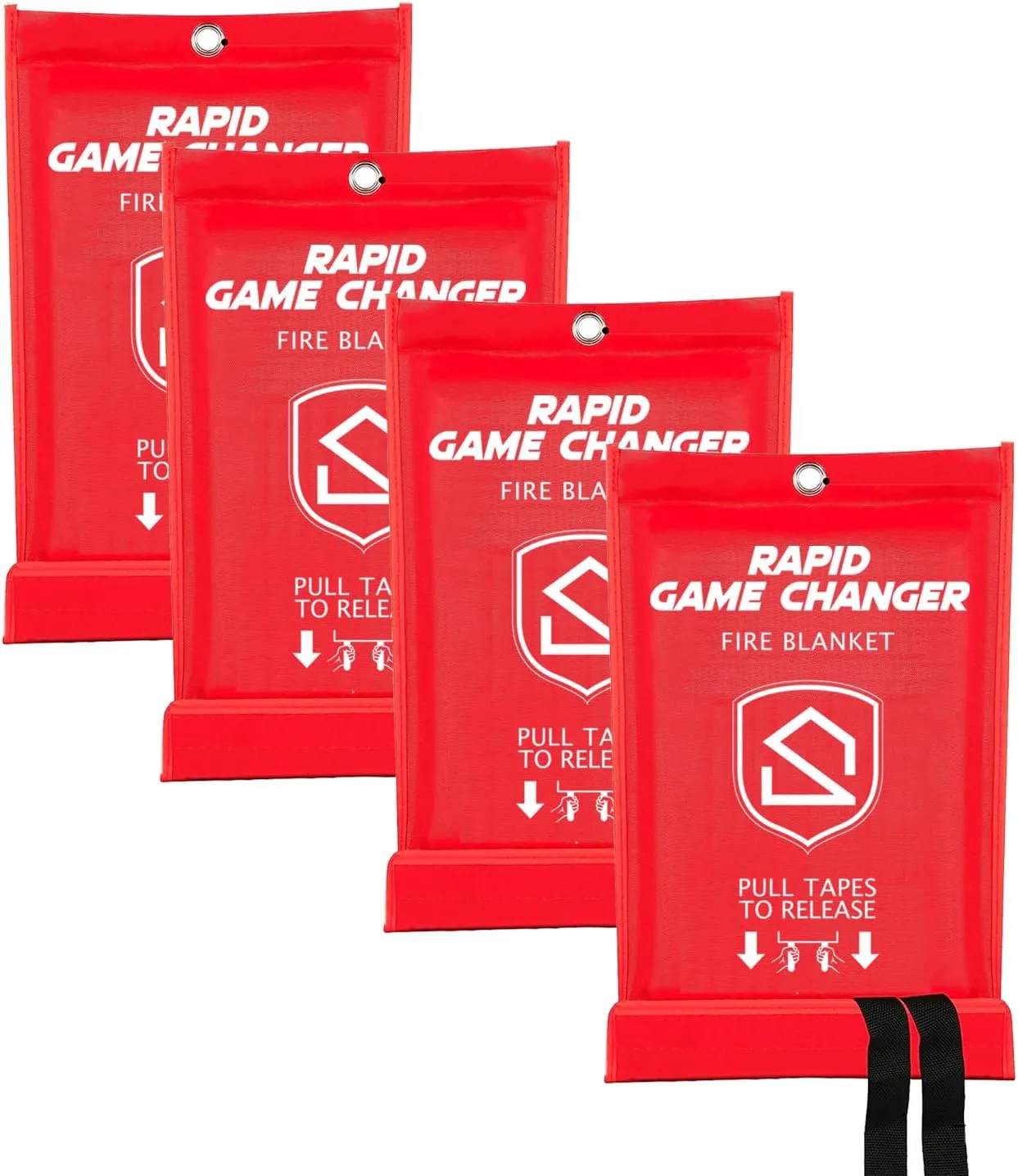 40x40 in. Fire Blanket - 100% Fiberglass - Safety Fire Shield - Heat Resistant for Emergency Home and Workplace Use (4-Pack)