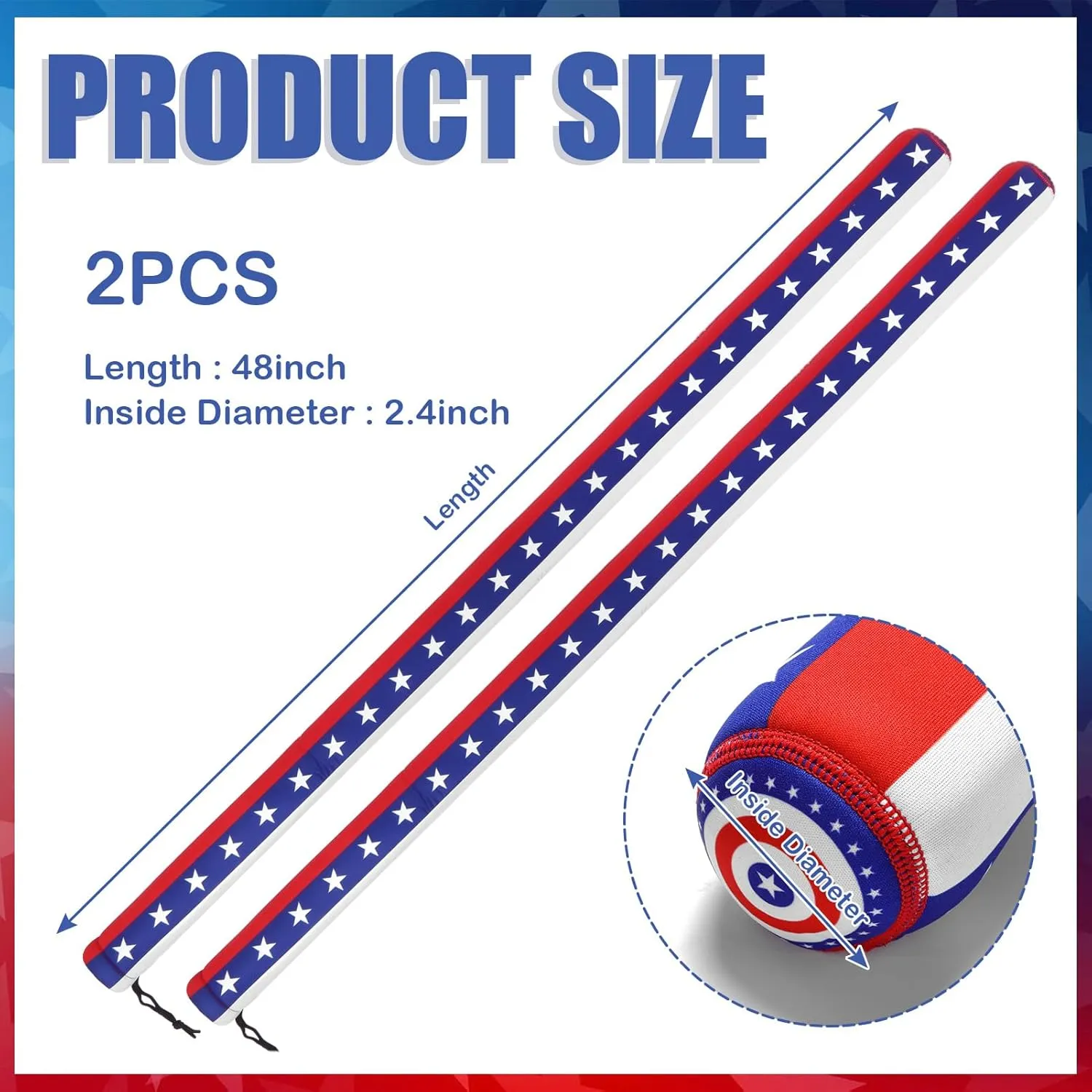 48" 4th of July American Flag Boat Trailer Guide Pole Covers 2 Pcs,USA Boat Trailer Accessories for Fishing Boats Sailboat Trailers Independence Day Decorations