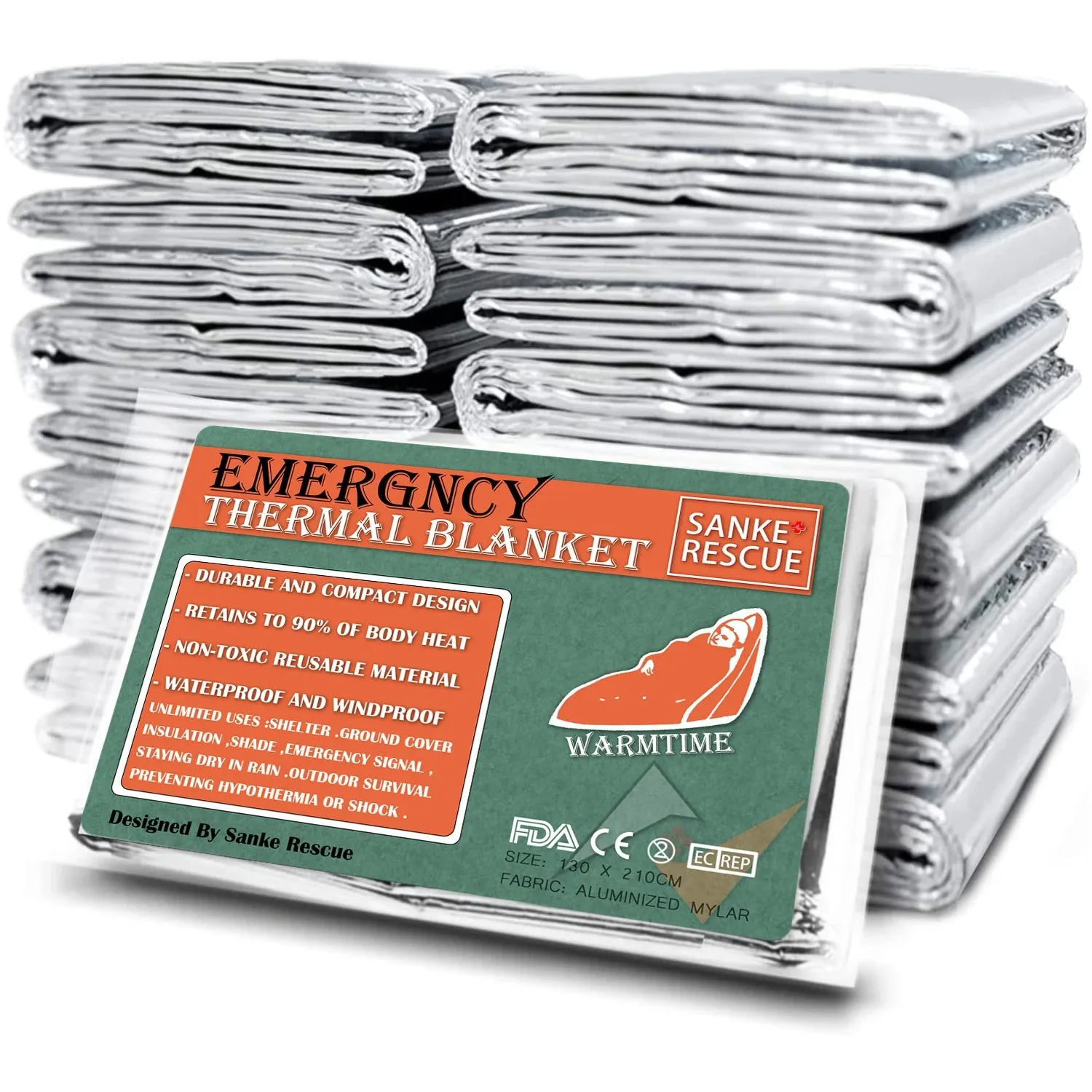 4pcs Emergency Mylar Thermal Blankets for Camping, Hiking, and First Aid